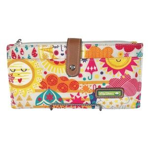 Lily Bloom Wallet Clutch Fun Sun Umbrella Zip Around Organizer Pink   Whimsical